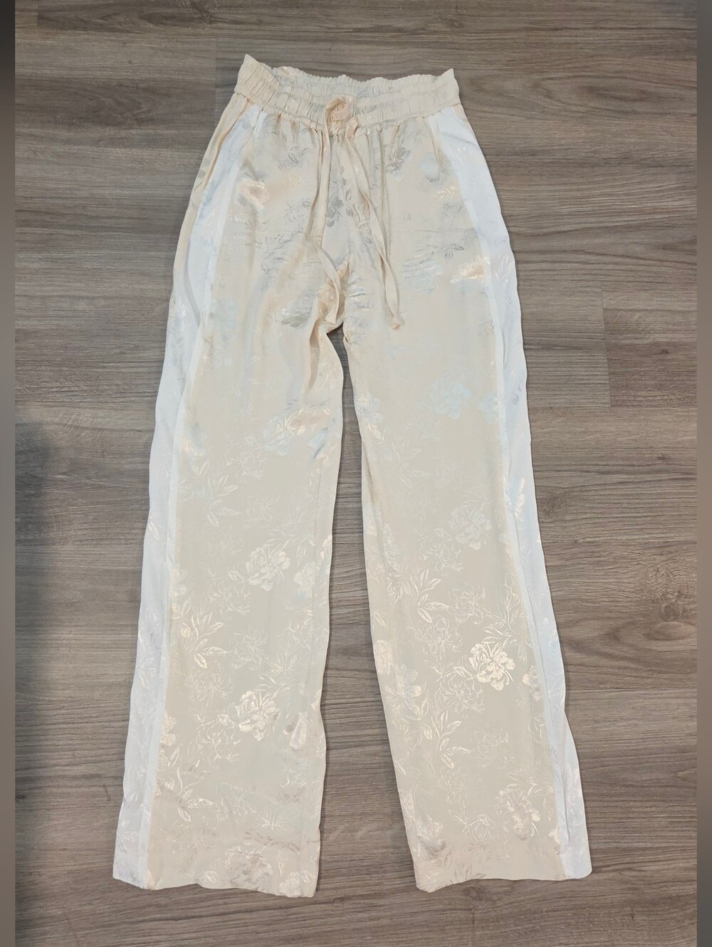 Zara Jacquard Ecru Ivory FLORAL pants - Picture 5 of 11
